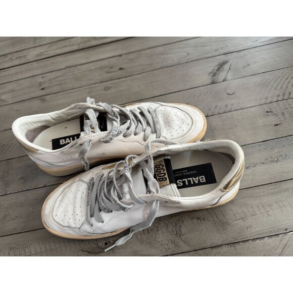 GOLDEN GOOSE Ball Star Sneakers Gold Star White Leather Size 38 8 - Picture 9 of 10